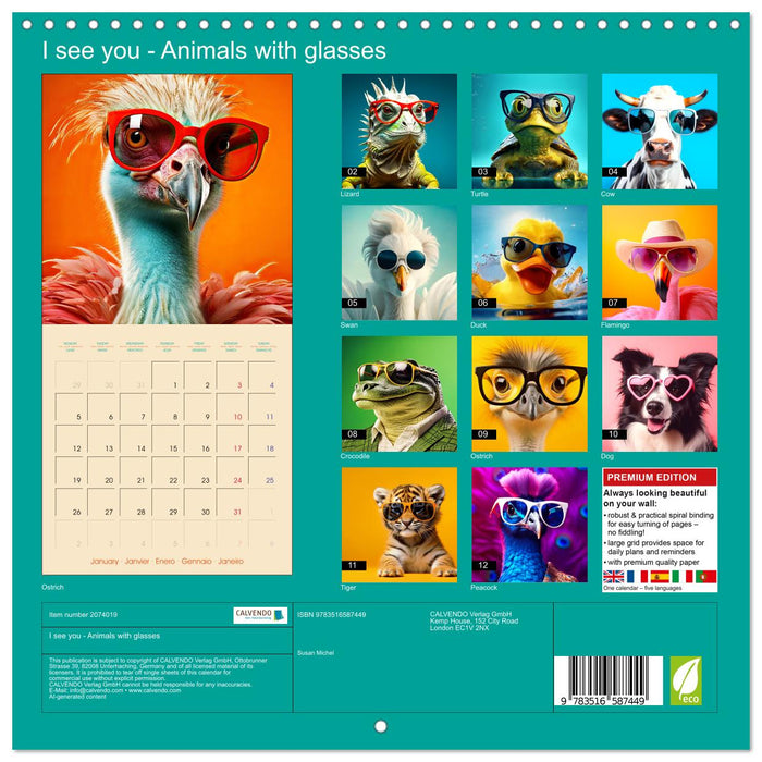 I see you - Animals with glasses (CALVENDO Monthly Calendar 2026)