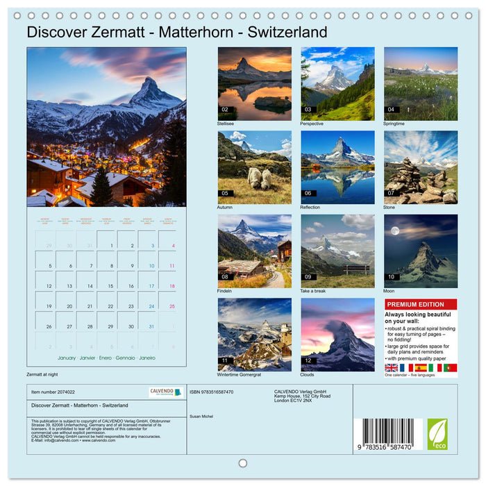 Discover Zermatt - Matterhorn - Switzerland (CALVENDO Monthly Calendar 2026)