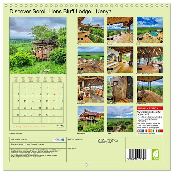 Discover Soroi Lions Bluff Lodge - Kenya (CALVENDO Monthly Calendar 2026)