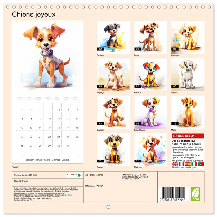 Chiens joyeux (CALVENDO Calendrier mensuel 2026)