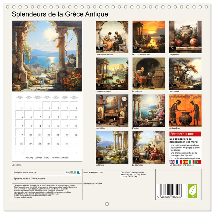 Splendeurs de la Grèce Antique (CALVENDO Calendrier mensuel 2026)