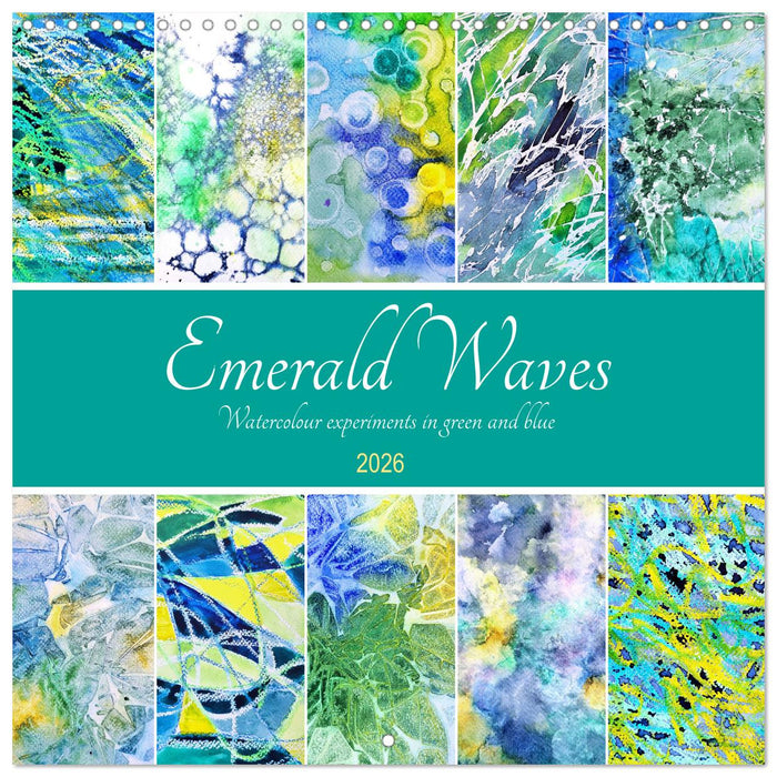 Emerald Waves - Watercolour experiments in green and blue (CALVENDO Monthly Calendar 2026)