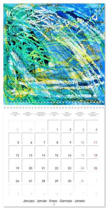 Emerald Waves - Watercolour experiments in green and blue (CALVENDO Monthly Calendar 2026)