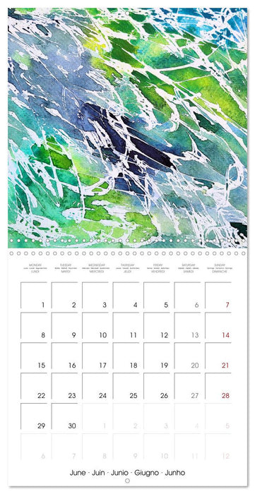 Emerald Waves - Watercolour experiments in green and blue (CALVENDO Monthly Calendar 2026)