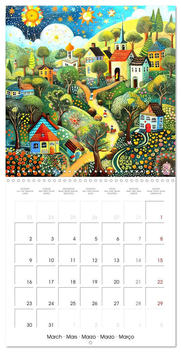 Voyage coloré naïf (CALVENDO Calendrier mensuel 2026)