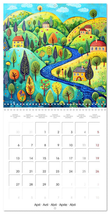 Voyage coloré naïf (CALVENDO Calendrier mensuel 2026)