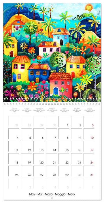 Voyage coloré naïf (CALVENDO Calendrier mensuel 2026)