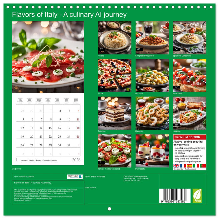 Flavors of Italy - A culinary AI journey (CALVENDO Monthly Calendar 2026)