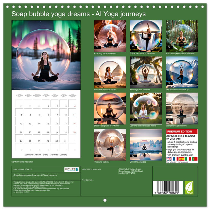 Soap bubble yoga dreams - AI Yoga journeys (CALVENDO Monthly Calendar 2026)