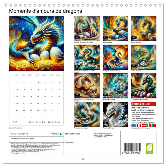 Moments d'amours de dragons (CALVENDO Calendrier mensuel 2026)