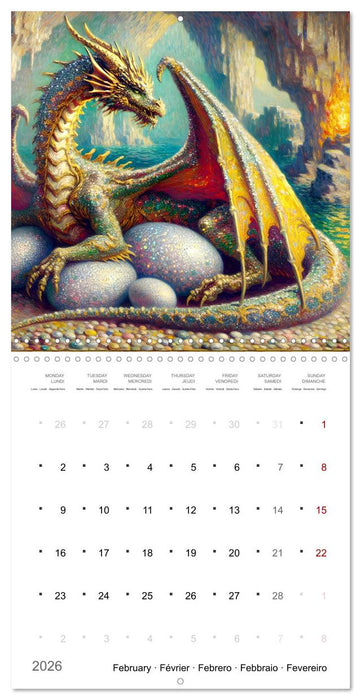 Moments d'amours de dragons (CALVENDO Calendrier mensuel 2026)