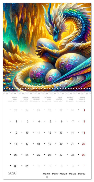 Moments d'amours de dragons (CALVENDO Calendrier mensuel 2026)