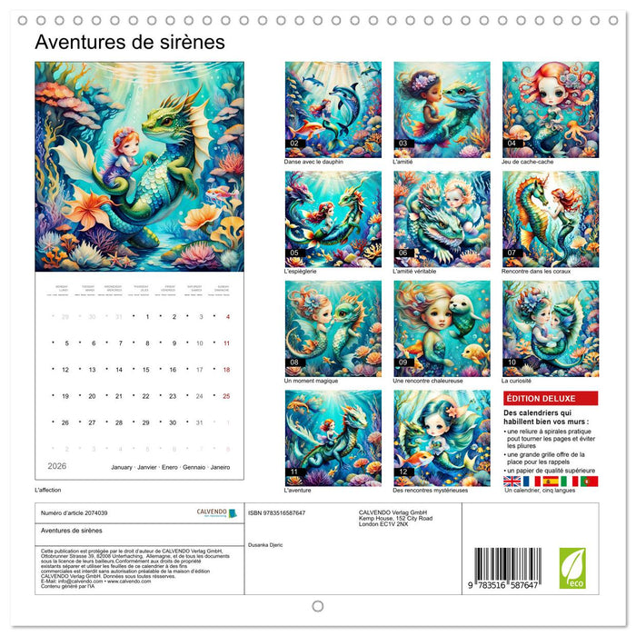 Aventures de sirènes (CALVENDO Calendrier mensuel 2026)