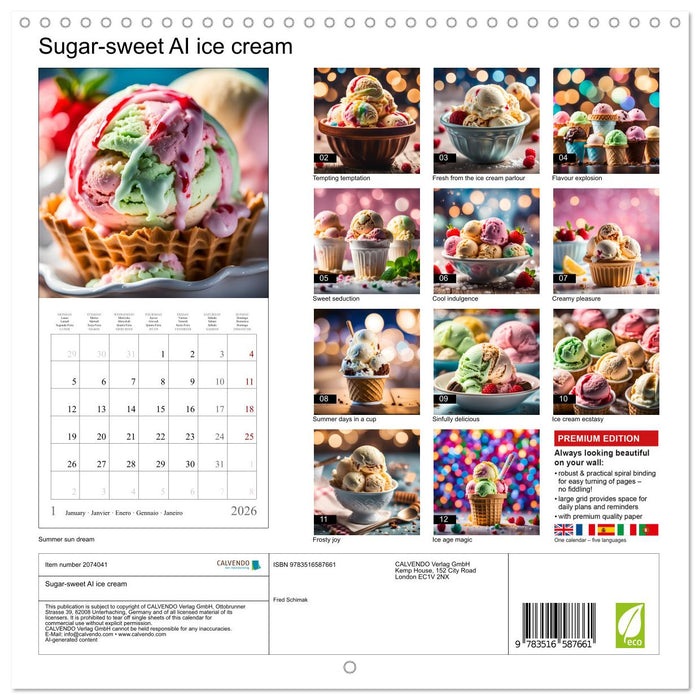 Sugar-sweet AI ice cream (CALVENDO Monthly Calendar 2026)