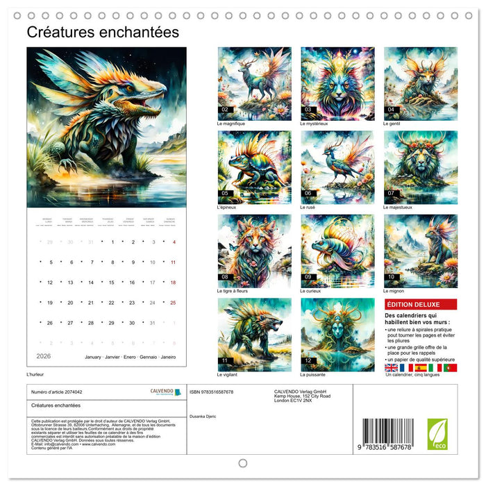 Créatures enchantées (CALVENDO Calendrier mensuel 2026)