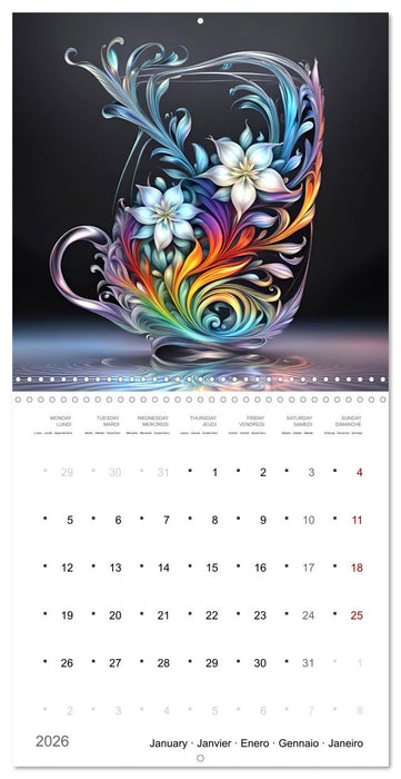 Fleurs en verre coloré (CALVENDO Calendrier mensuel 2026)