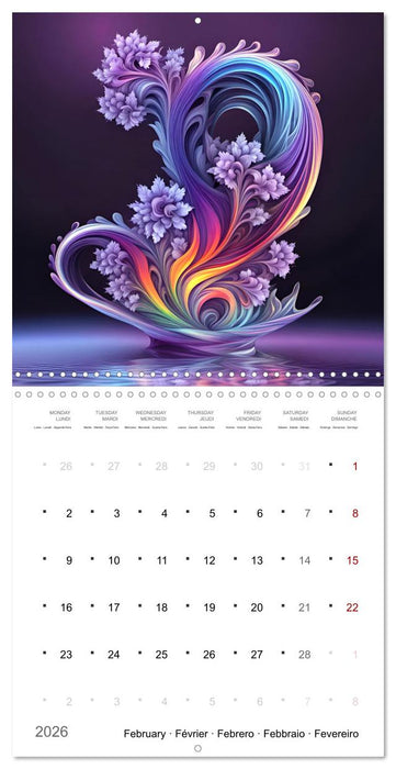 Fleurs en verre coloré (CALVENDO Calendrier mensuel 2026)