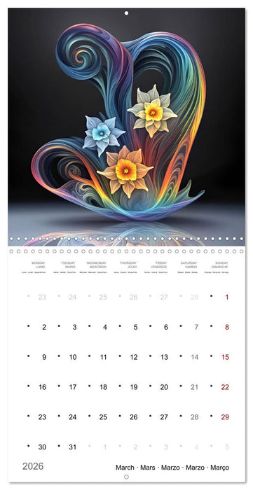 Fleurs en verre coloré (CALVENDO Calendrier mensuel 2026)