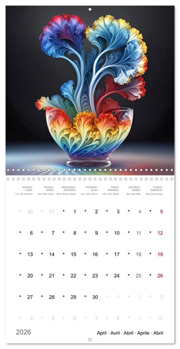Fleurs en verre coloré (CALVENDO Calendrier mensuel 2026)
