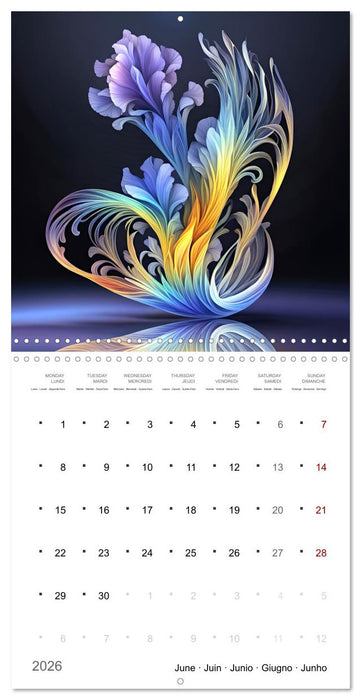 Fleurs en verre coloré (CALVENDO Calendrier mensuel 2026)
