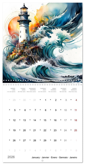 Phares romantiques (CALVENDO Calendrier mensuel 2026)