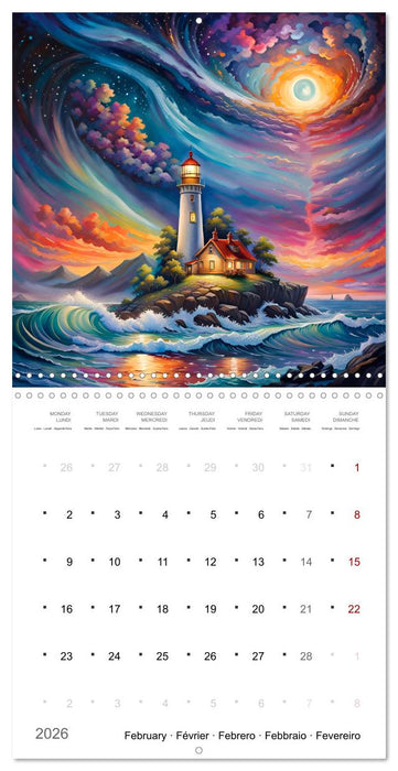 Phares romantiques (CALVENDO Calendrier mensuel 2026)