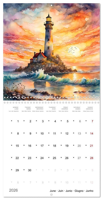 Phares romantiques (CALVENDO Calendrier mensuel 2026)