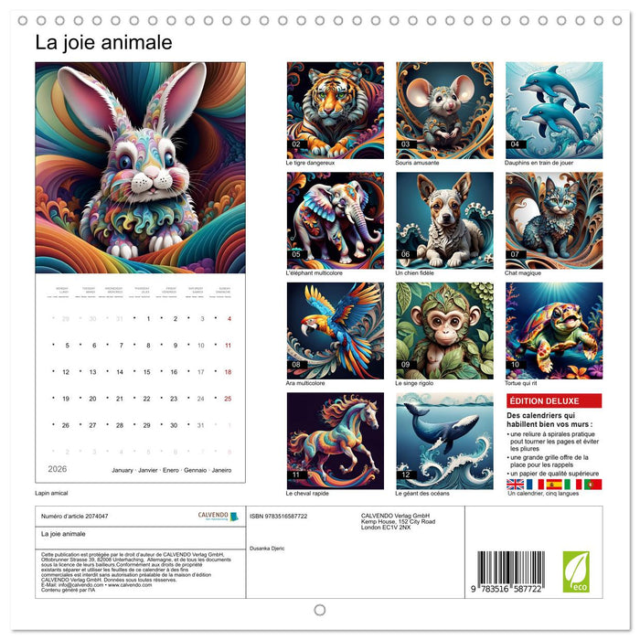 La joie animale (CALVENDO Calendrier mensuel 2026)