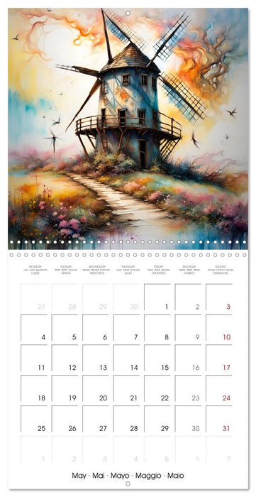 Moulins à vent Du printemps à l'hiver (CALVENDO Calendrier mensuel 2026)