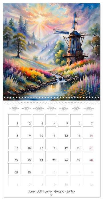 Moulins à vent Du printemps à l'hiver (CALVENDO Calendrier mensuel 2026)
