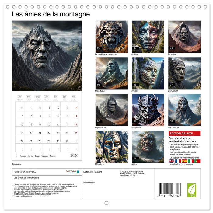 Les âmes de la montagne (CALVENDO Calendrier mensuel 2026)