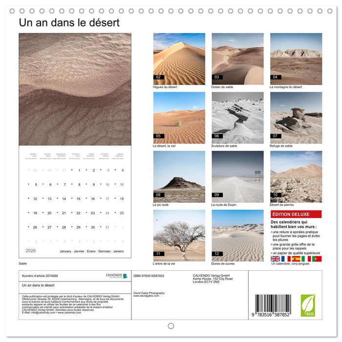 Un an dans le désert (CALVENDO Calendrier mensuel 2026)