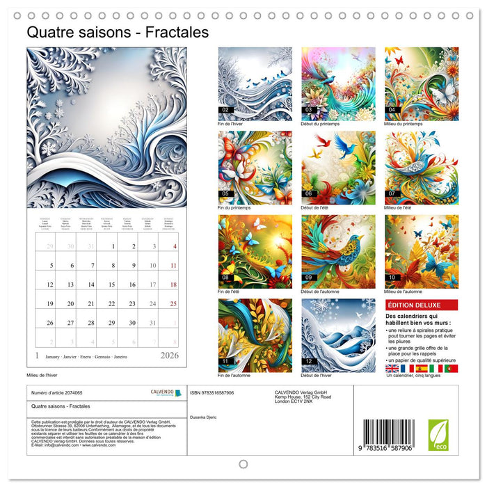 Quatre saisons - Fractales (CALVENDO Calendrier mensuel 2026)