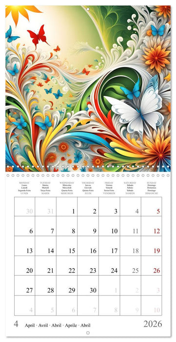 Quatre saisons - Fractales (CALVENDO Calendrier mensuel 2026)
