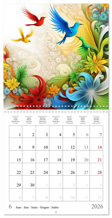 Quatre saisons - Fractales (CALVENDO Calendrier mensuel 2026)