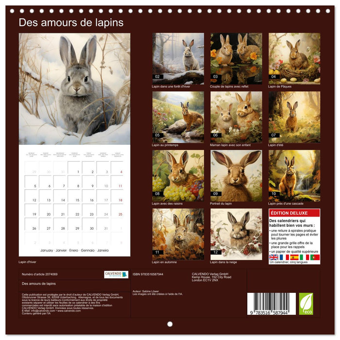 Des amours de lapins (CALVENDO Calendrier mensuel 2026)