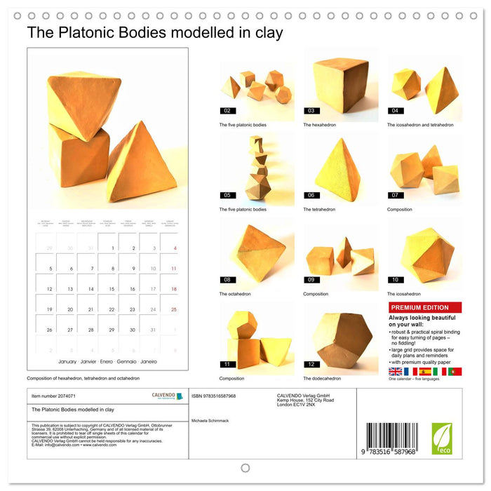 The Platonic Bodies modelled in clay (CALVENDO Monthly Calendar 2026)