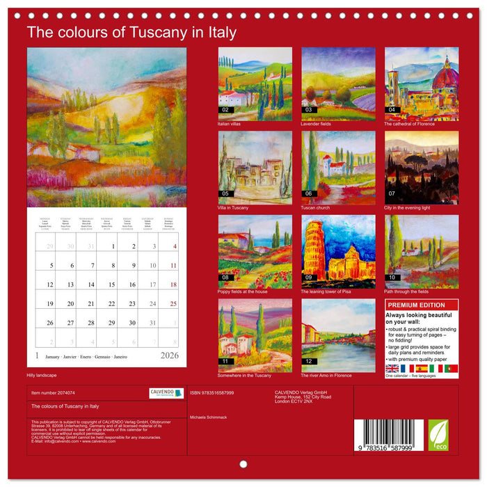 The colours of Tuscany in Italy (CALVENDO Monthly Calendar 2026)