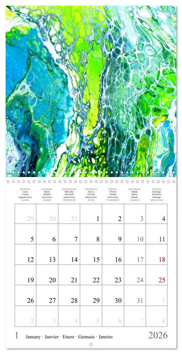 Explosion of colours - colourful Acrylic Pouring Paintings (CALVENDO Monthly Calendar 2026)