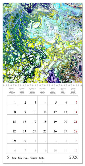 Explosion of colours - colourful Acrylic Pouring Paintings (CALVENDO Monthly Calendar 2026)