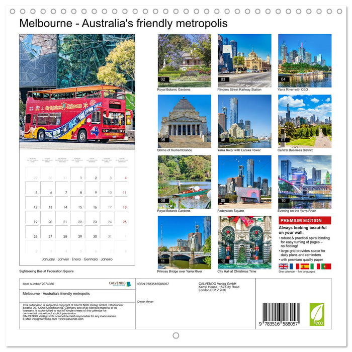Melbourne - Australia's friendly metropolis (CALVENDO Monthly Calendar 2026)