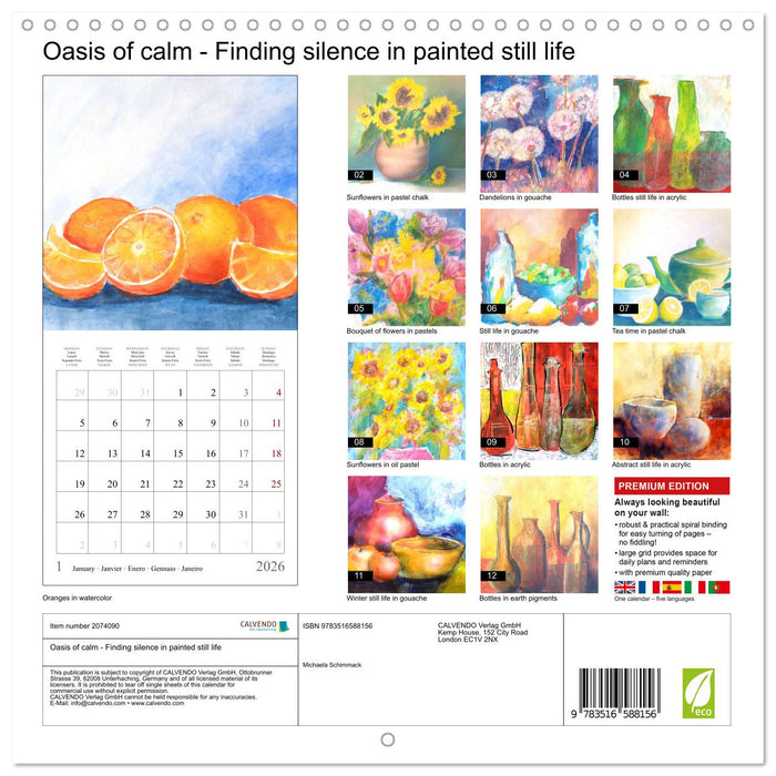 Oasis of calm - Finding silence in painted still life (CALVENDO Monthly Calendar 2026)