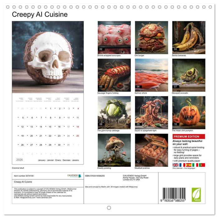 Creepy AI Cuisine (CALVENDO Monthly Calendar 2026)