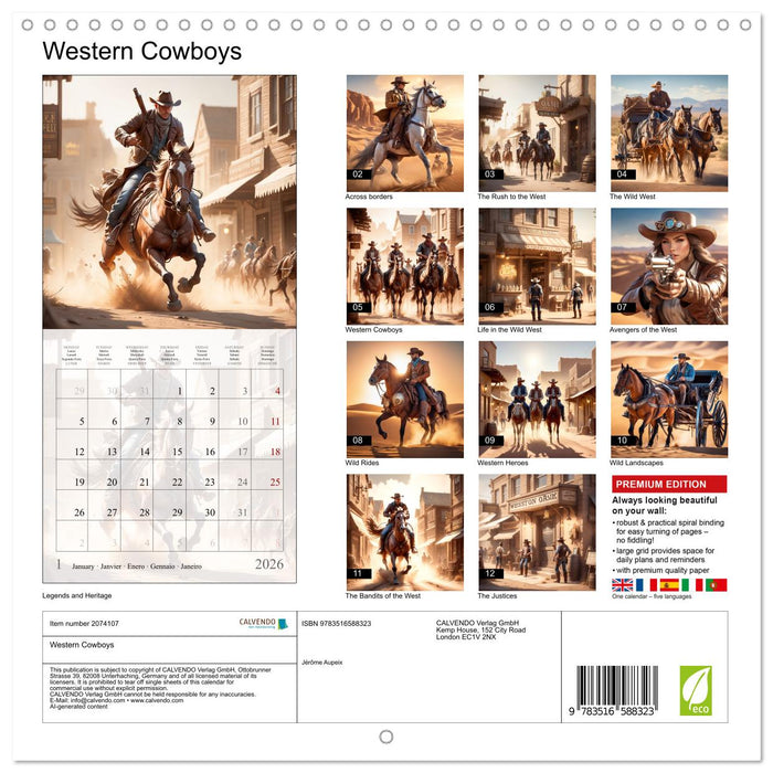 Western Cowboys (CALVENDO Monthly Calendar 2026)