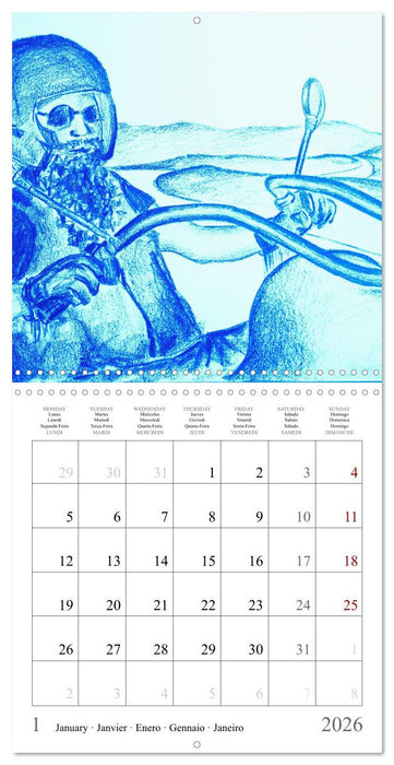 The passion of motorcycling - sketches of freedom (CALVENDO Monthly Calendar 2026)