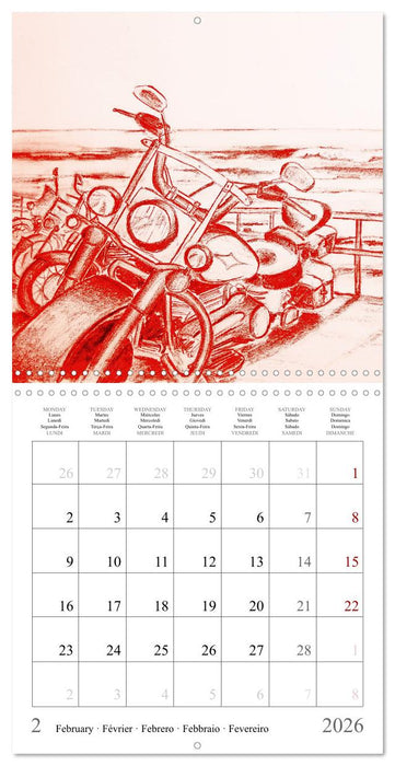 The passion of motorcycling - sketches of freedom (CALVENDO Monthly Calendar 2026)