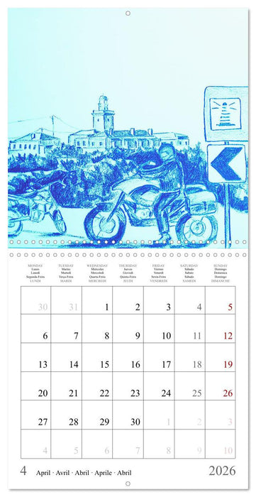 The passion of motorcycling - sketches of freedom (CALVENDO Monthly Calendar 2026)