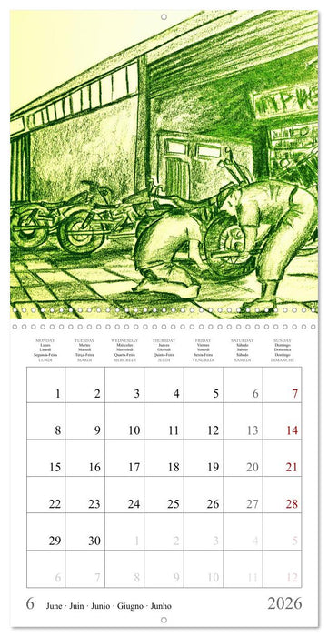 The passion of motorcycling - sketches of freedom (CALVENDO Monthly Calendar 2026)