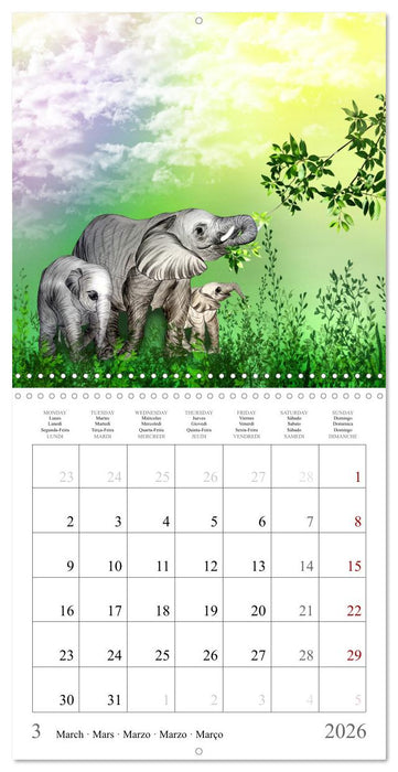 Gentle Giants - Elephants (CALVENDO Monthly Calendar 2026)
