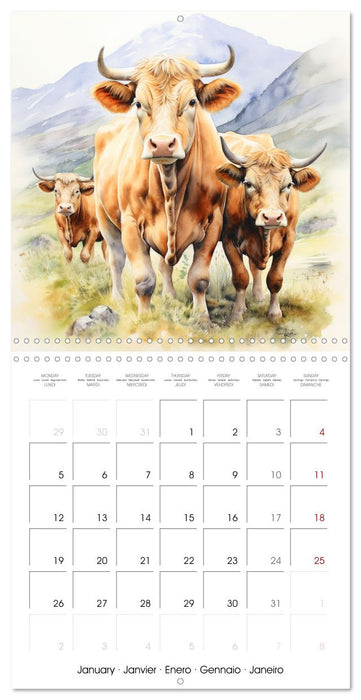Vaches dans le pré (CALVENDO Calendrier mensuel 2026)